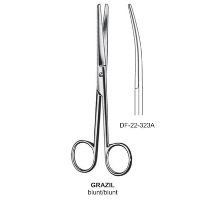 Grazil Operating Scissors, Curved, Blunt-Blunt, 14.5cm  (DF-22-323)