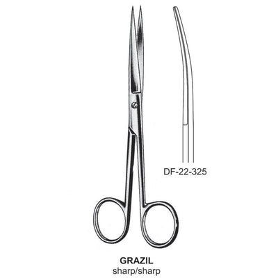 Grazil Operating Scissors, Curved, Sharp-Sharp, 14.5cm  (DF-22-325) by Dr. Frigz