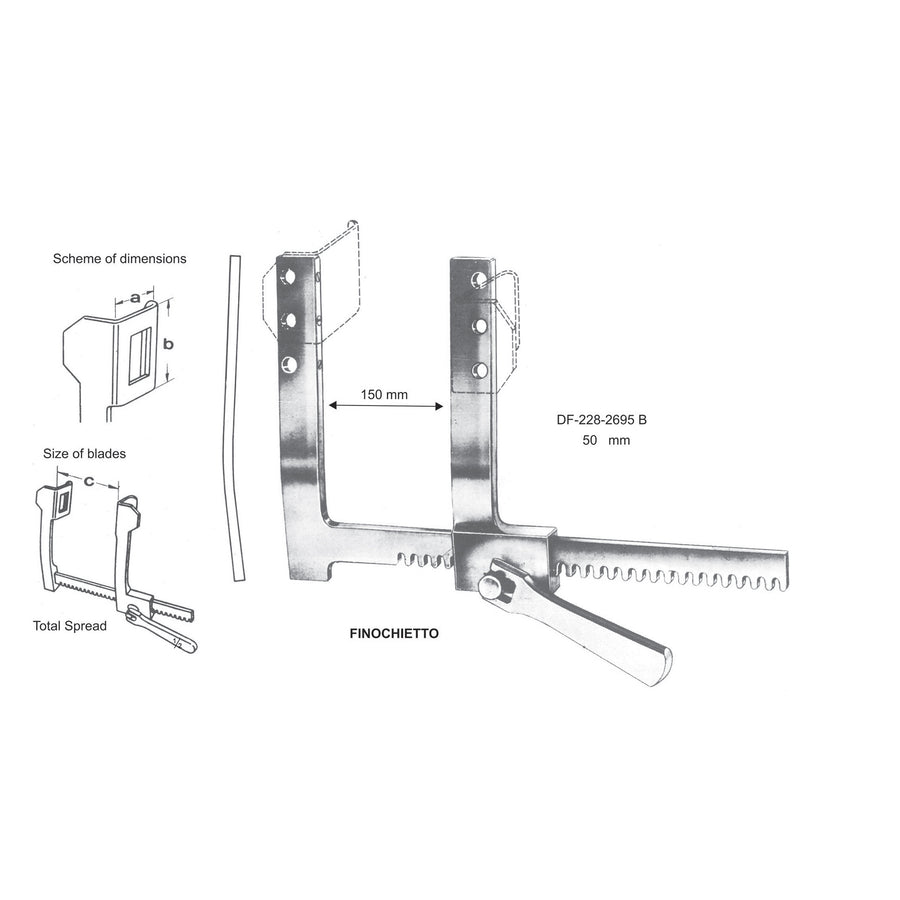 Finochietto Rib Spreaders, Width 50X50X150mm  (DF-228-2695B) by Dr. Frigz