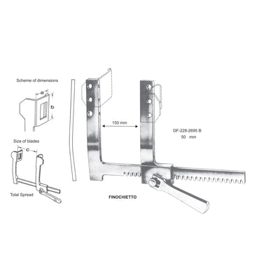 Finochietto Rib Spreaders, Width 50X50X150mm  (DF-228-2695B)