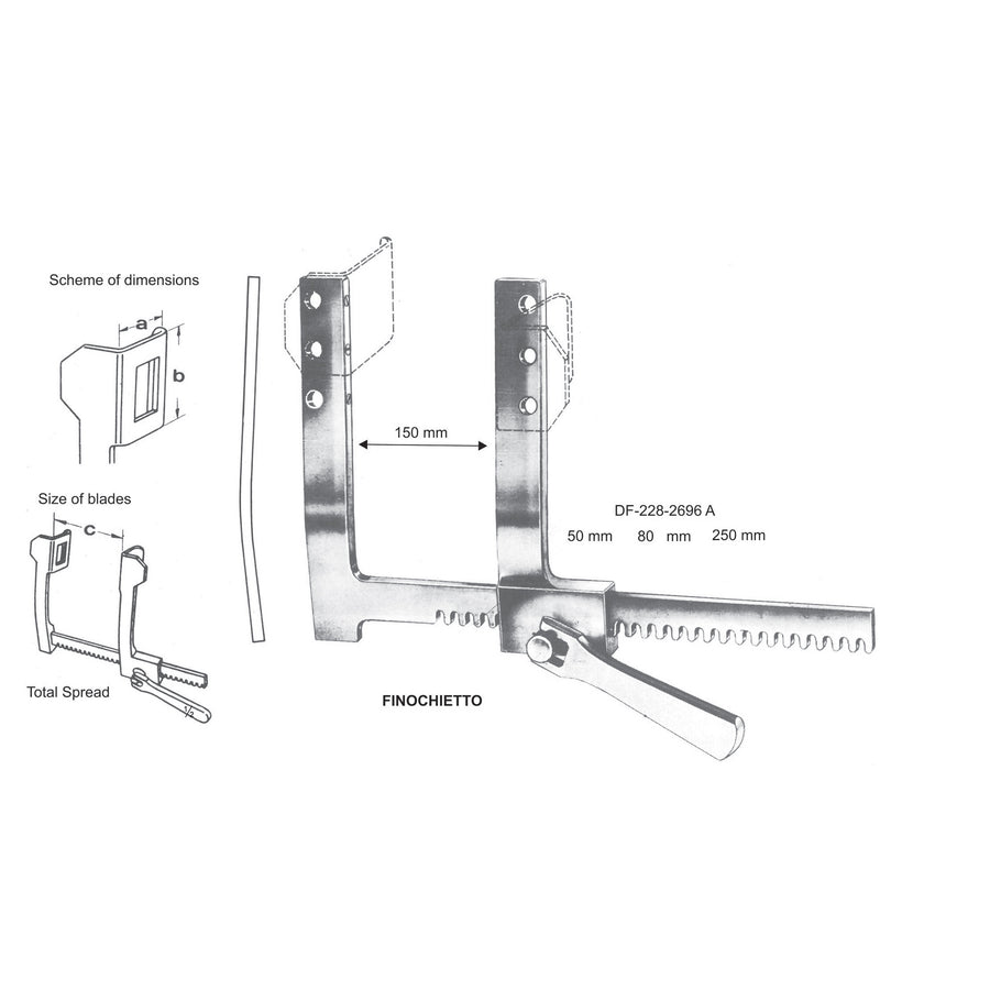 Finochhietto Rib Spreaders, Width 50X80X250mm  (DF-228-2696A) by Dr. Frigz