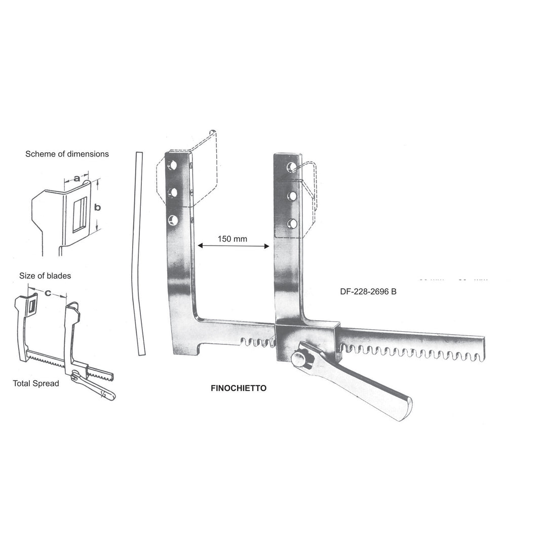 Finochietto Rib Spreaders, Width 60X60X250mm  (DF-228-2696B) by Dr. Frigz