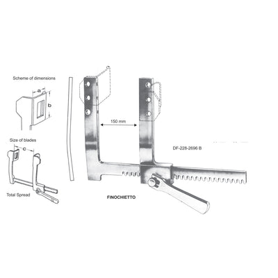 Finochietto Rib Spreaders, Width 60X60X250mm  (DF-228-2696B)