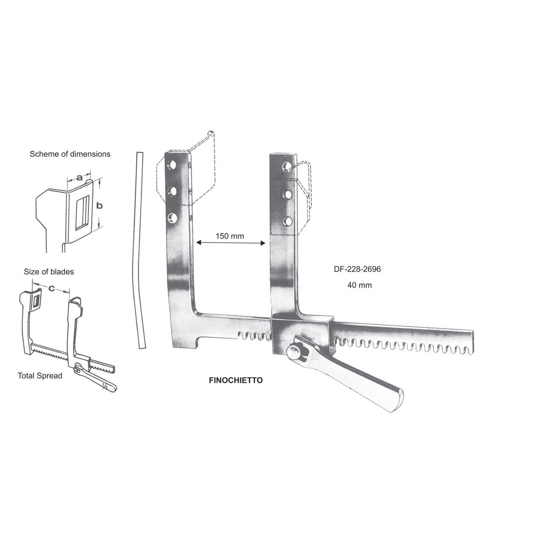 Finochietto Rib Spreaders, Width 40X100X250mm  (DF-228-2696) by Dr. Frigz