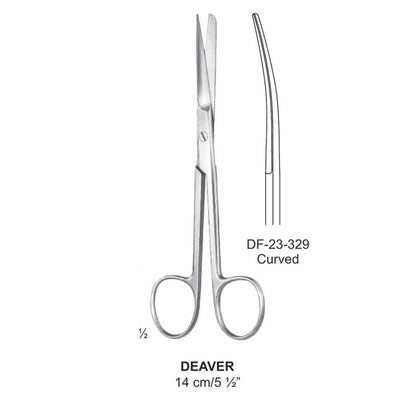 Deaver Operating Scissor, Curved, Sharp-Blunt, 14cm  (DF-23-329) by Dr. Frigz