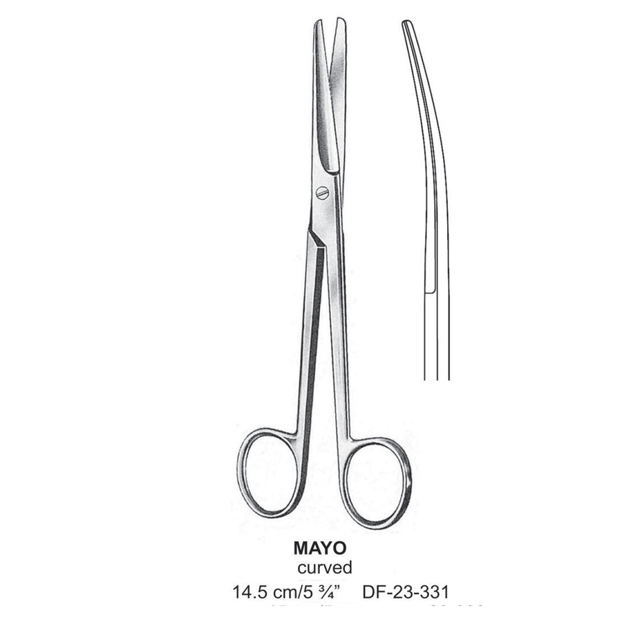 Mayo Operating Scissor, Curved, Blunt-Blunt, 14.5cm  (DF-23-331) by Dr. Frigz