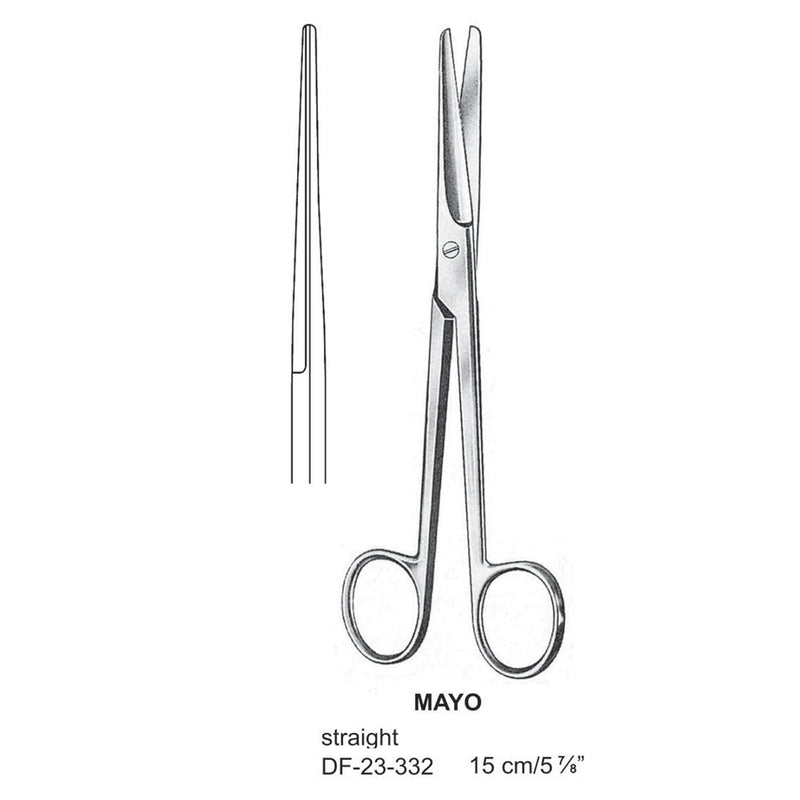 Mayo Operating Scissor, Straight, Blunt-Blunt, 15cm  (DF-23-332) by Dr. Frigz