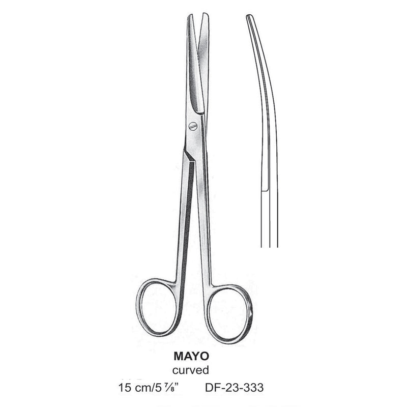 Mayo Operating Scissor, Curved, Blunt-Blunt, 15cm  (DF-23-333) by Dr. Frigz