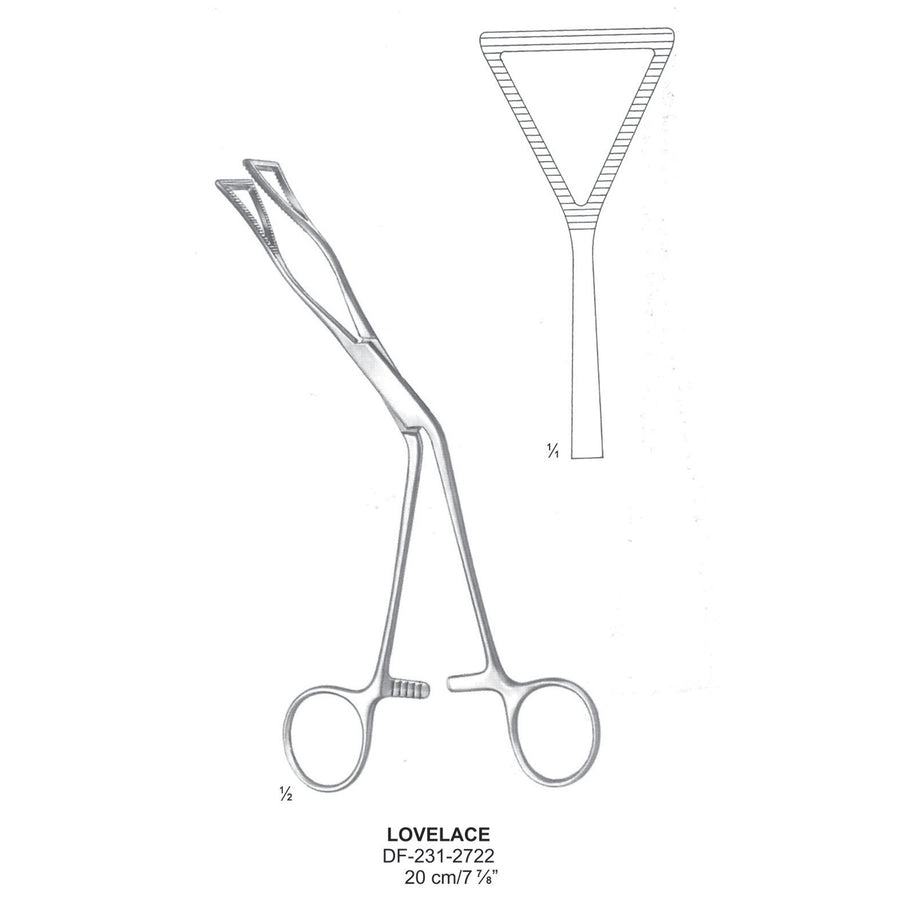 Lovelace Lung Grasping Forceps, Curved, 20cm  (DF-231-2722) by Dr. Frigz