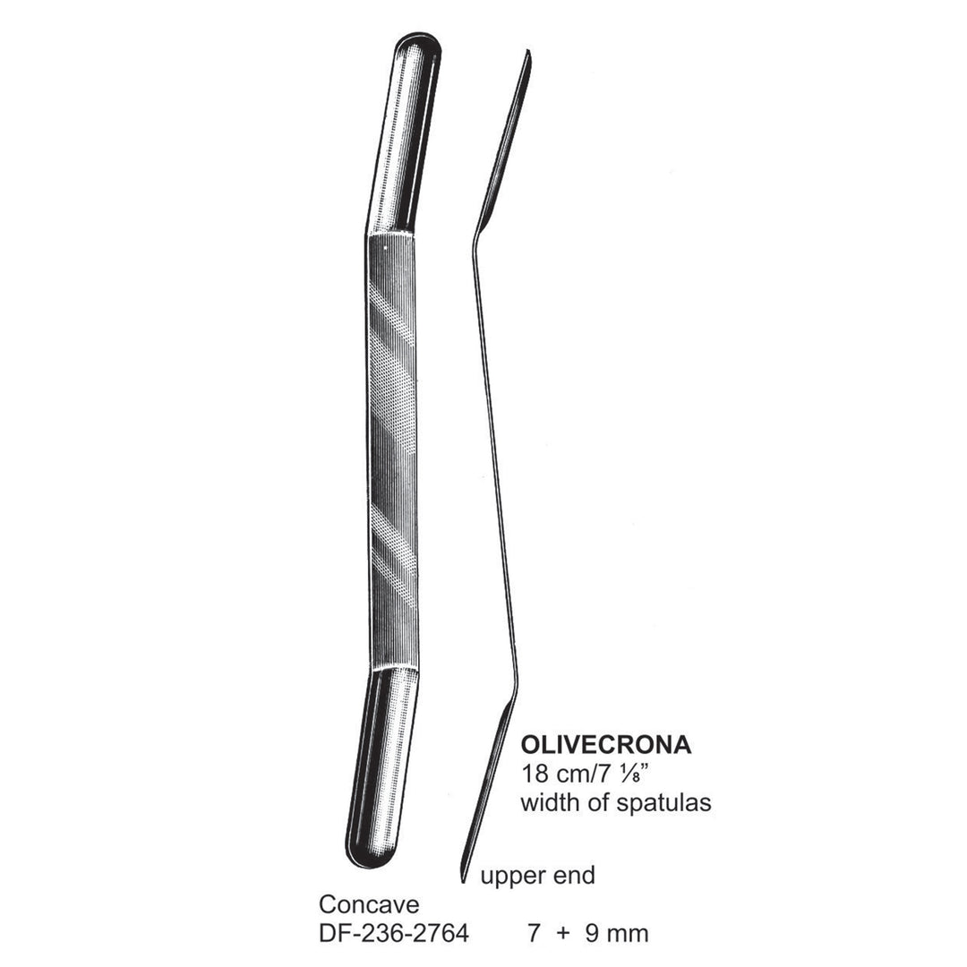 Olivecrona Brain Spatulas, 7+9mm , Upper End, Concave, 18cm (DF-236-2764) by Dr. Frigz