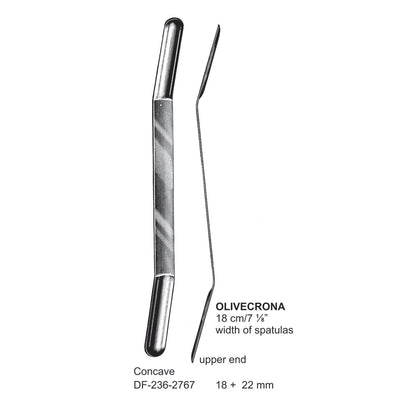 Olivecrona Brain Spatulas, 18+22mm , Upper End, Concave, 18cm (DF-236-2767) by Dr. Frigz