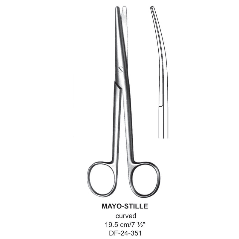 Mayo-Stille Operating Scissor, Curved, Blunt-Blunt, 19.5cm  (DF-24-351) by Dr. Frigz