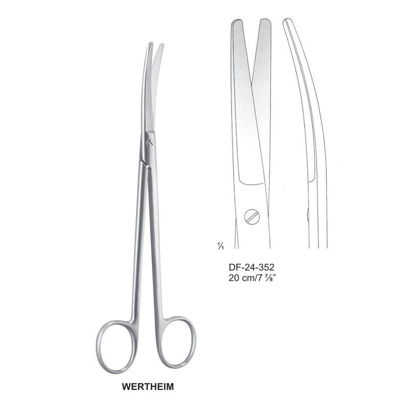Wertheim Operating Scissor, Curved, Blunt-Blunt, 20cm  (DF-24-352) by Dr. Frigz