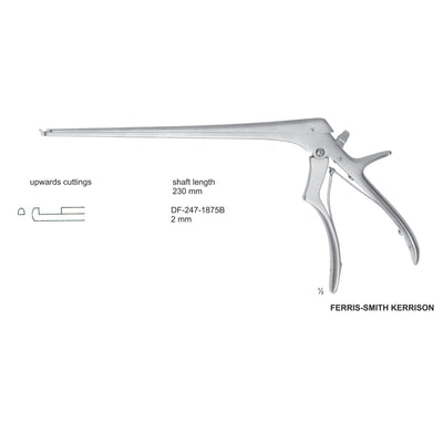 Ferris Smith Kerrison Laminectomy Punches 2mm , Shaft Length 230mm , Upward; Open Up (DF-247-1875B) by Dr. Frigz