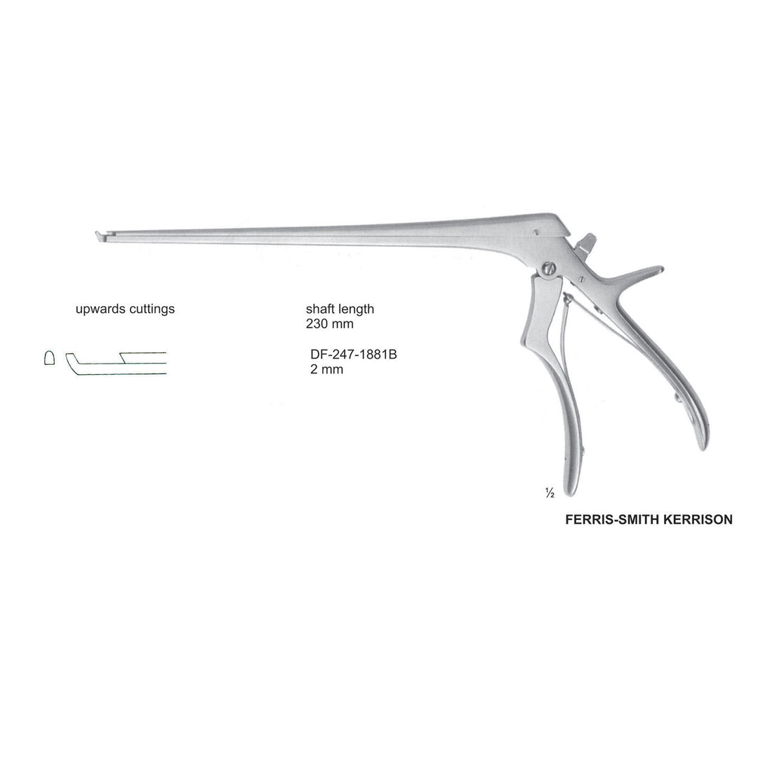 BLACK titanium carbide Ferris Smith Kerrison Laminectomy Punches 2mm , Shaft length 230mm , upward, Angled; OPEN UP (DF-247-1881B) by Dr. Frigz