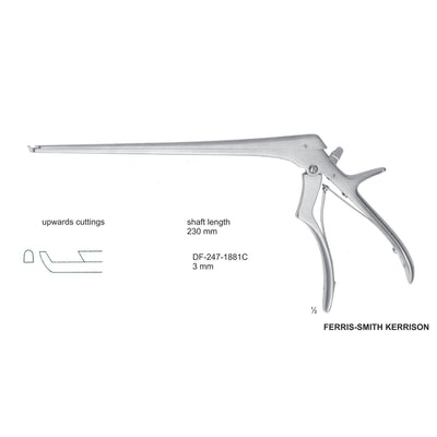 BLACK titanium carbide Ferris Smith Kerrison Laminectomy Punches 3mm , Shaft length 230mm , upward, Angled; OPEN UP (DF-247-1881C)