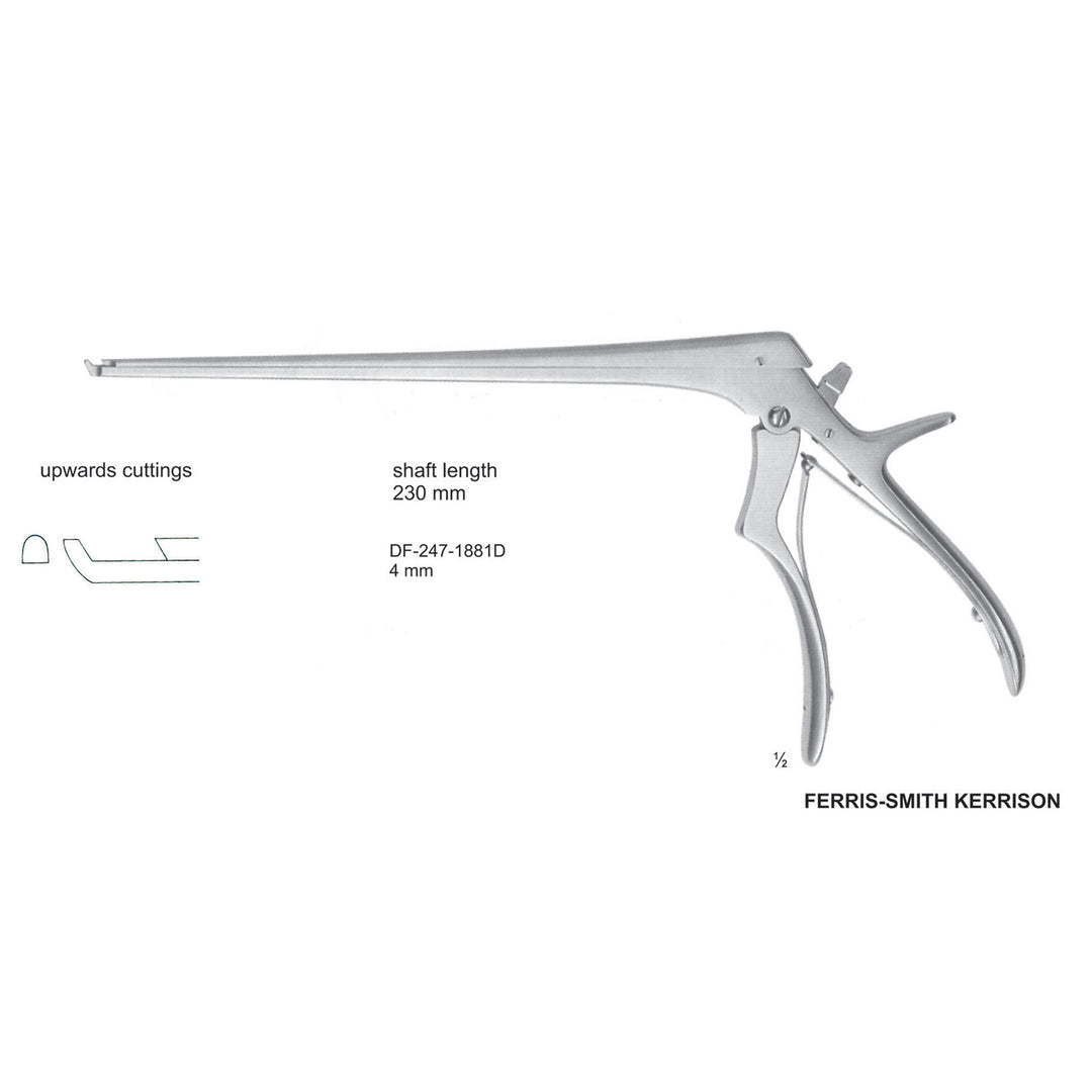 BLACK titanium carbide Ferris Smith Kerrison Laminectomy Punches 4mm , Shaft length 230mm , upward, Angled; OPEN UP (DF-247-1881D) by Dr. Frigz