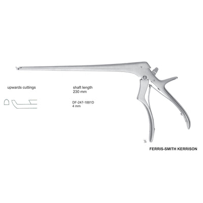 BLACK titanium carbide Ferris Smith Kerrison Laminectomy Punches 4mm , Shaft length 230mm , upward, Angled; OPEN UP (DF-247-1881D)