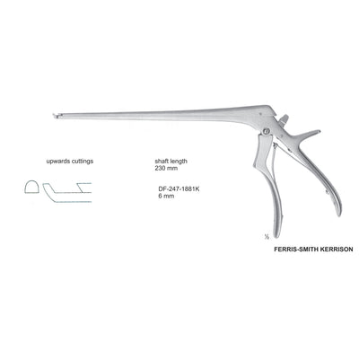 Ferris Smith Kerrison Laminectomy Punches 6mm , Shaft Length 230mm , Upward, Angled; Open Up (DF-247-1881K) by Dr. Frigz