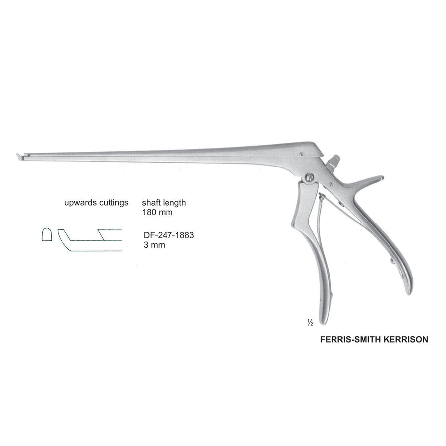 Ferris Smith Kerrison Laminectomy Punches 3mm , Shaft Length 180mm , Upward, Angled; Open Up (DF-247-1883) by Dr. Frigz