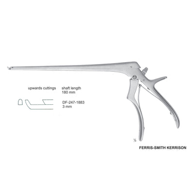 Ferris Smith Kerrison Laminectomy Punches 3mm , Shaft Length 180mm , Upward, Angled; Open Up (DF-247-1883)