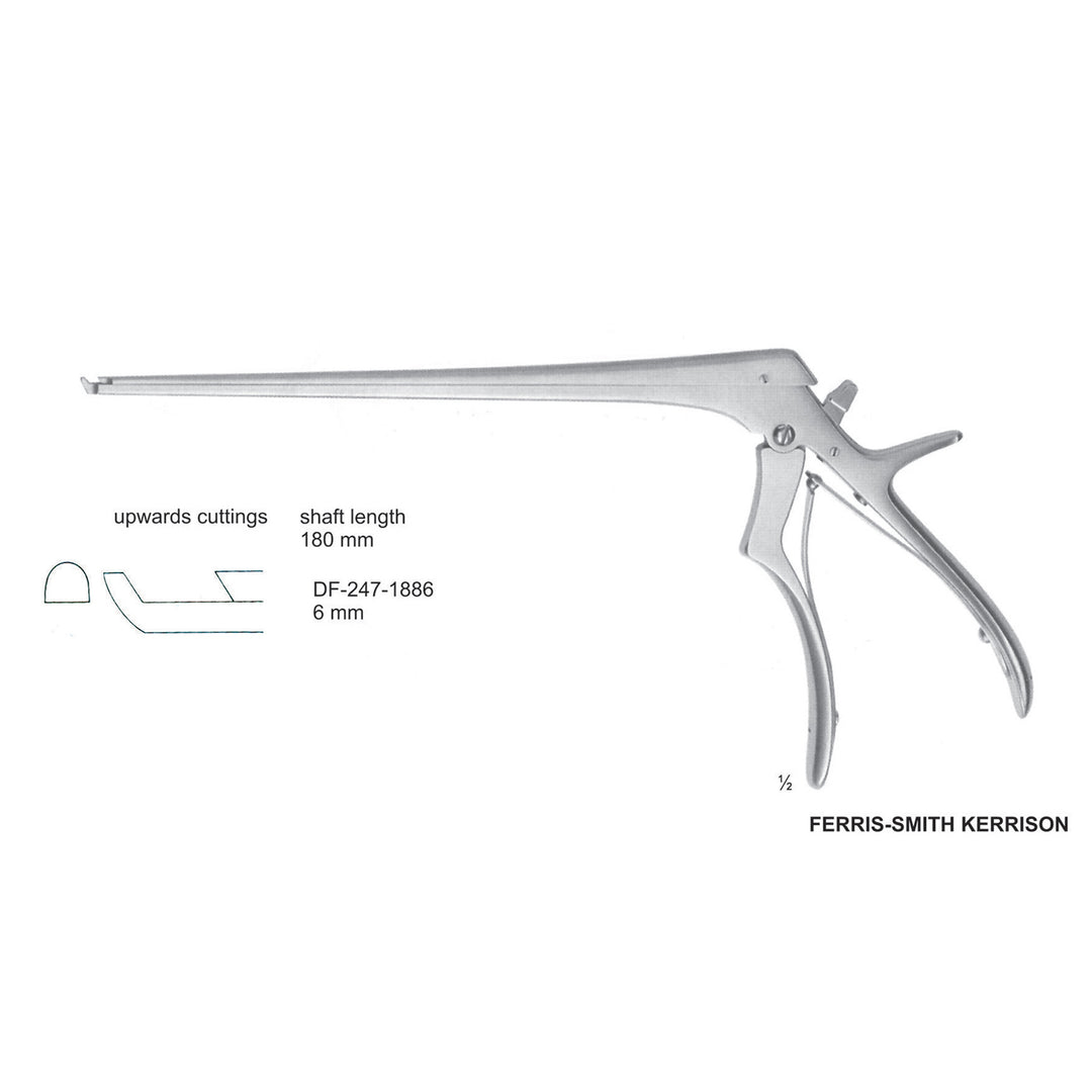 Ferris Smith Kerrison Laminectomy Punches 6mm , Shaft Length 180mm , Upward, Angled; Open Up (DF-247-1886) by Dr. Frigz