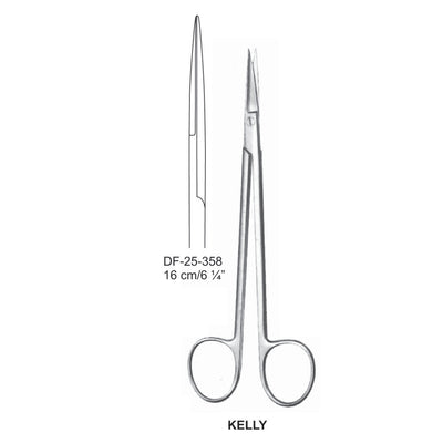 Kelly Operating Scissor, Straight, Sharp-Sharp, 16cm  (DF-25-358)
