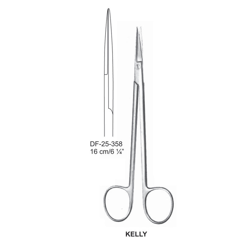 Kelly Operating Scissor, Straight, Sharp-Sharp, 16cm  (DF-25-358) by Dr. Frigz