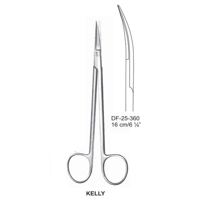 Kelly Operating Scissor, Curved, Sharp-Sharp, 16M  (DF-25-360) by Dr. Frigz