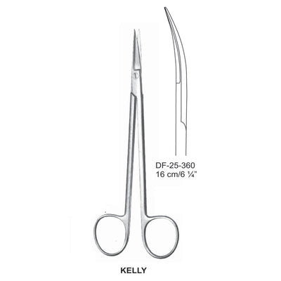 Kelly Operating Scissor, Curved, Sharp-Sharp, 16M  (DF-25-360)
