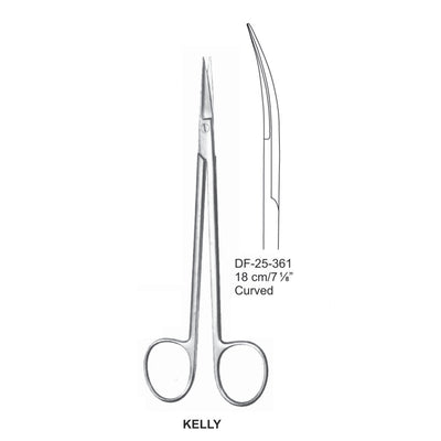 Kelly Operating Scissor, Curved, Sharp-Sharp, 18M  (DF-25-361) by Dr. Frigz