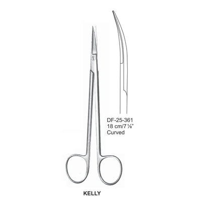 Kelly Operating Scissor, Curved, Sharp-Sharp, 18M  (DF-25-361)