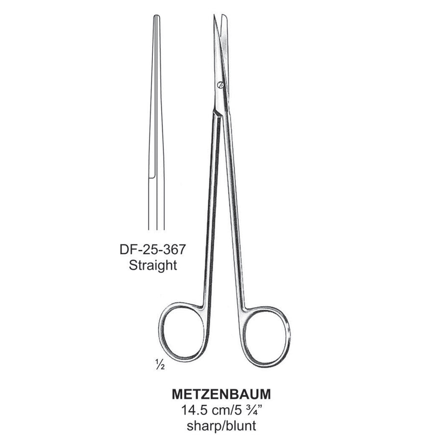 Metzenbaum Dissecting Scissor, Straight, Sharp-Blunt, 14.5cm  (DF-25-367) by Dr. Frigz