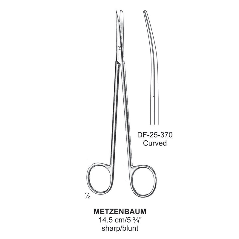 Metzenbaum Dissecting Scissor, Curved, Sharp-Blunt, 14.5cm  (DF-25-370) by Dr. Frigz