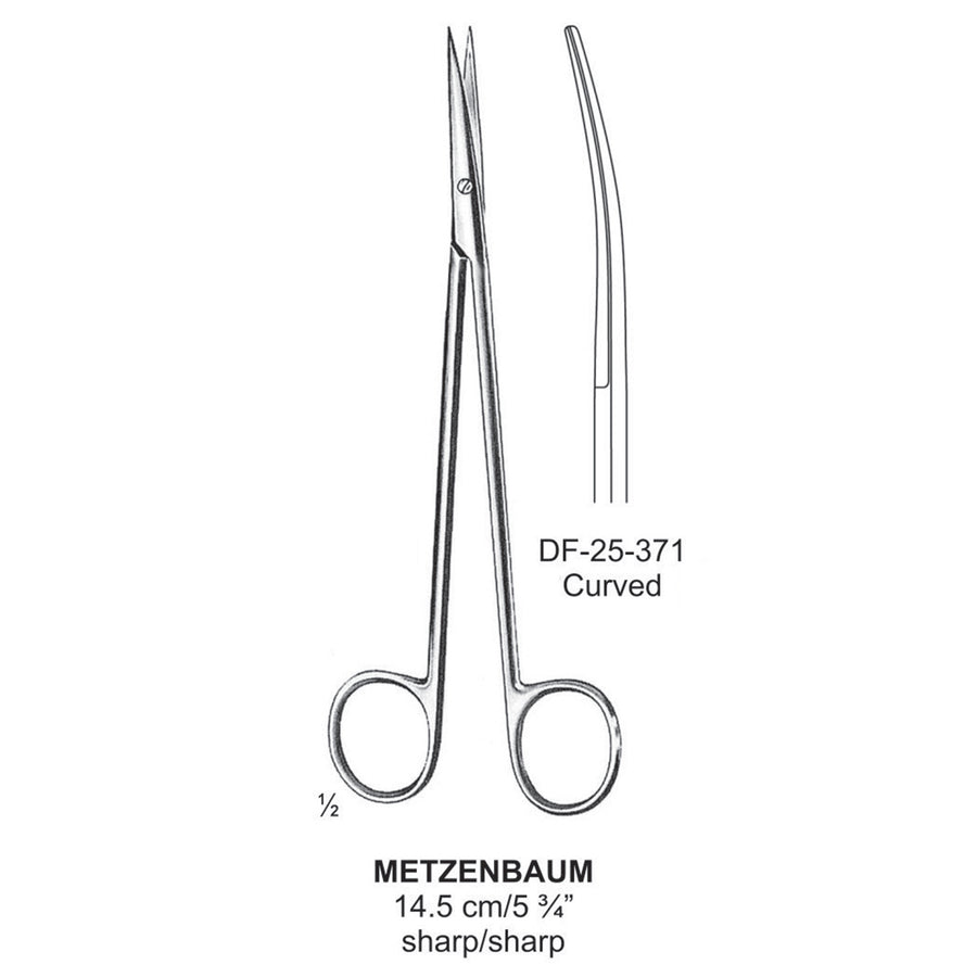 Metzenbaum Dissecting Scissor, Curved, Sharp-Sharp, 14.5cm  (DF-25-371) by Dr. Frigz