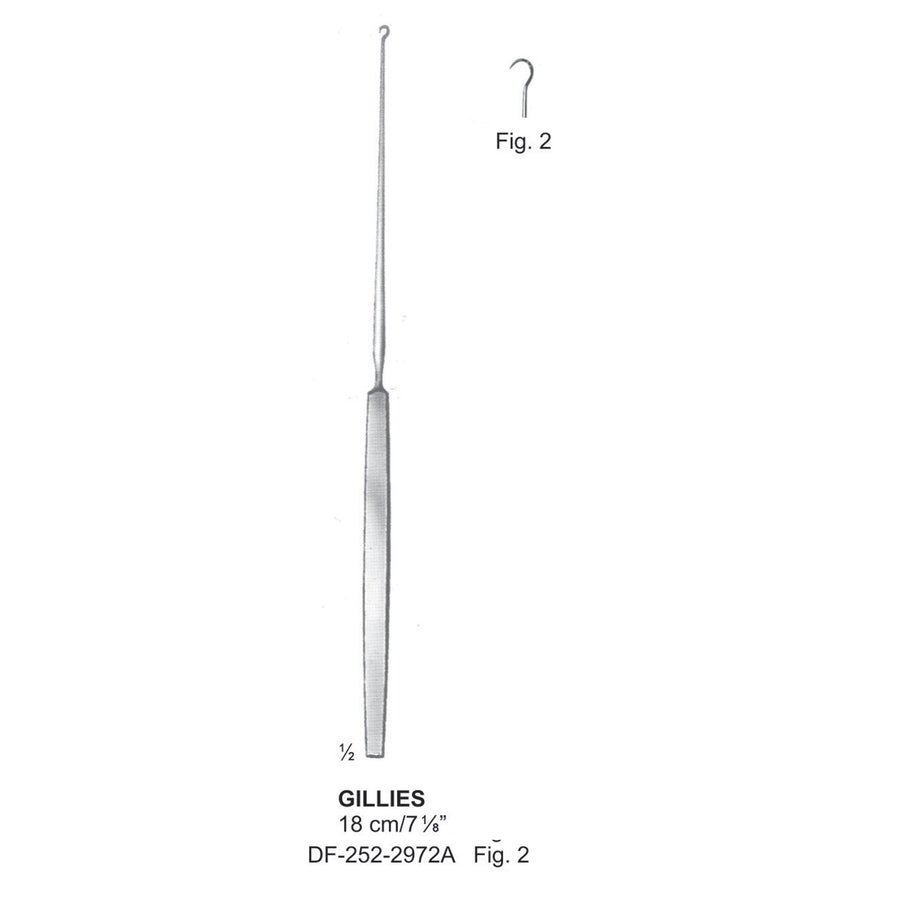 Gillies Skin Hooklet Large, Fig.2, 18cm  (DF-252-2972A) by Dr. Frigz