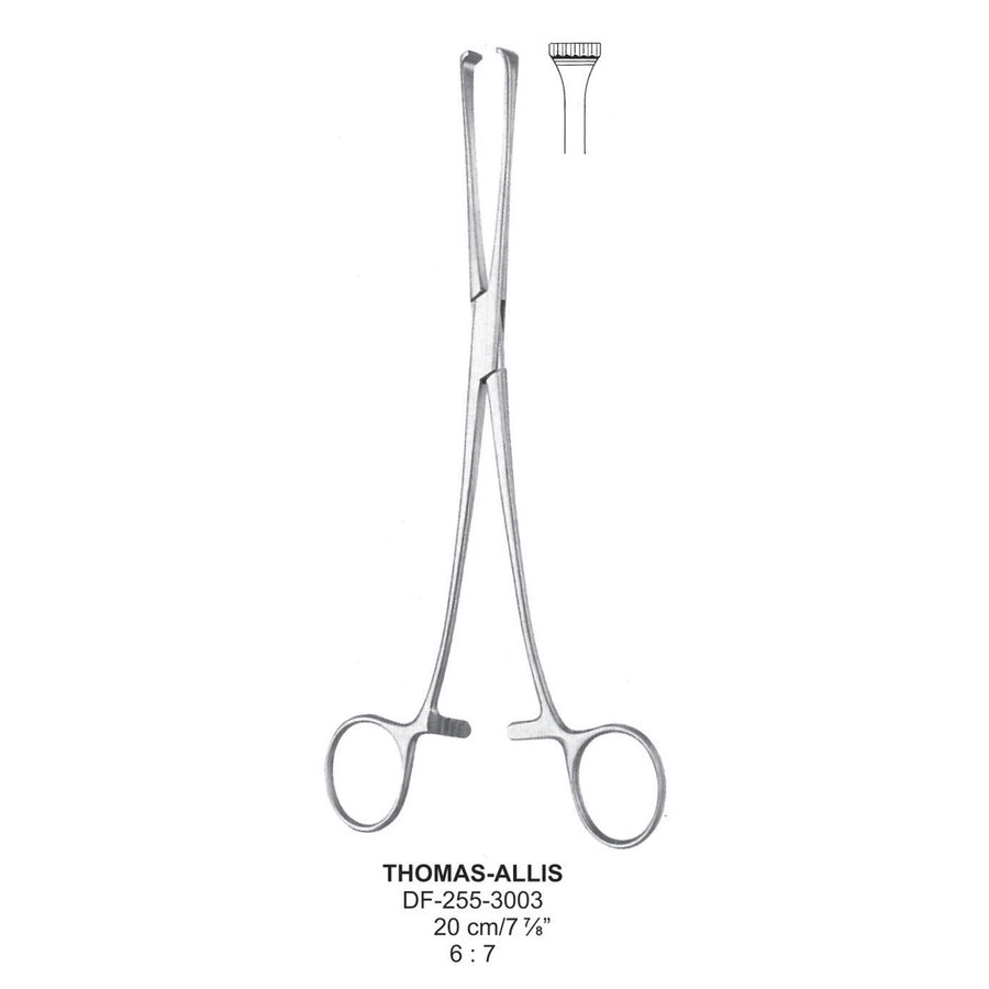 Thomas-Allis Forceps 6X7 Teeth 20cm  (DF-255-3003) by Dr. Frigz