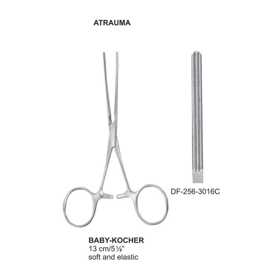 Baby-Kocher Atrauma  Intestinal Clamp Forceps 13Cm, Straight , Soft & Elastic  (Df-256-3016C) by Raymed