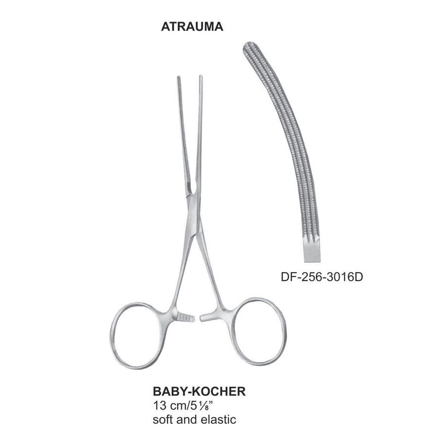 Baby-Kocher Atrauma  Intestinal Clamp Forceps 13Cm, Curved , Soft & Elastic  (Df-256-3016D) by Raymed