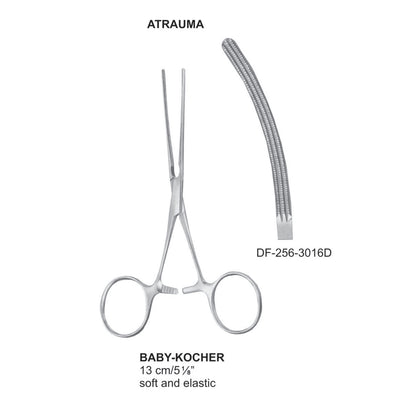 Baby-Kocher Atrauma  Intestinal Clamp Forceps 13Cm, Curved , Soft & Elastic  (Df-256-3016D)