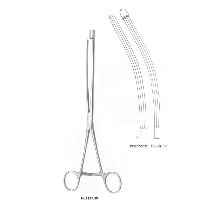 Nussbaum Intestinal Clamp Forceps 25Cm, Curved (DF-257-3027) by Dr. Frigz