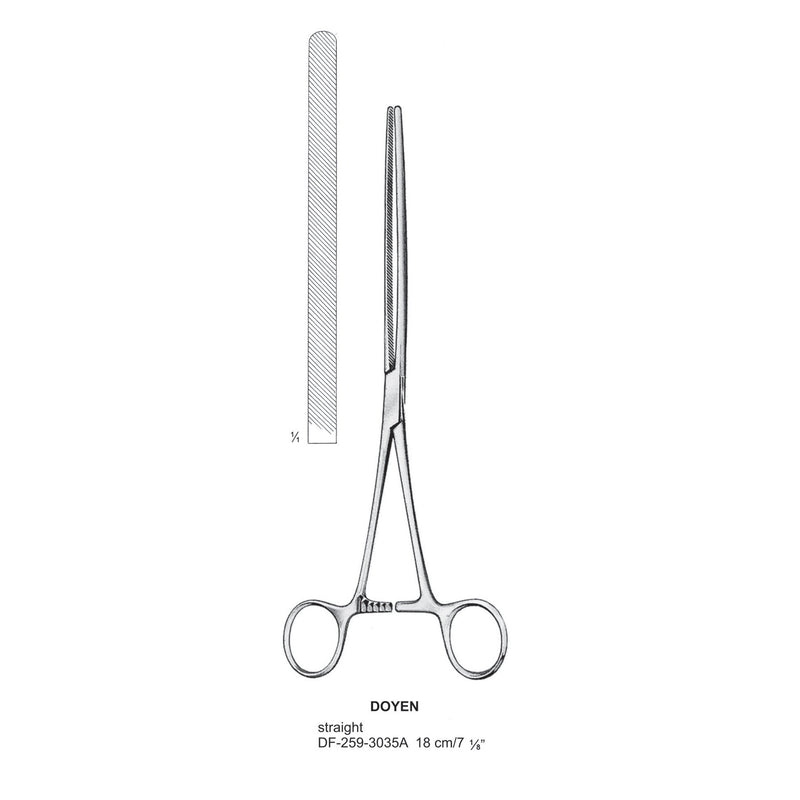 Doyen Intestinal Clamps 18Cm, Straight (DF-258-3035A) by Dr. Frigz
