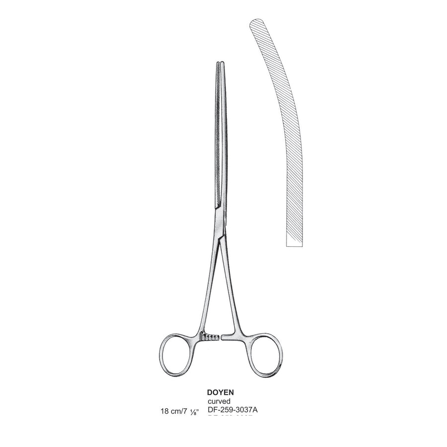 Doyen Intestinal Clamps 18Cm, Curved (DF-258-3037A) by Dr. Frigz