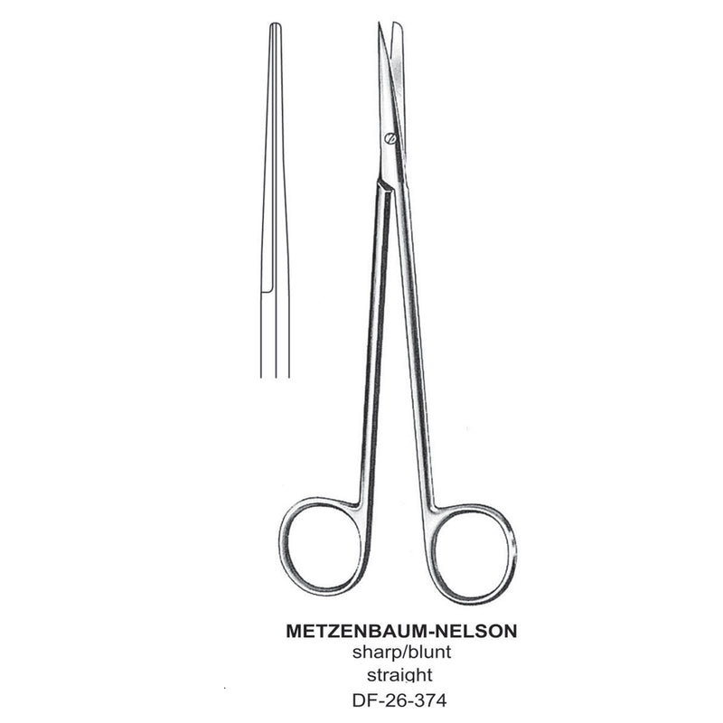 Metzenbaum-Nelson Dissecting Scissor, Straight, Sharp-Blunt, 18cm  (DF-26-374) by Dr. Frigz