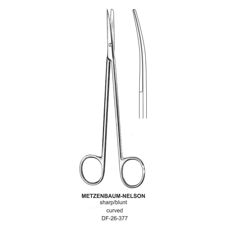 Metzenbaum-Nelson Dissecting Scissor, Curved, Sharp-Blunt, 18cm  (DF-26-377) by Dr. Frigz