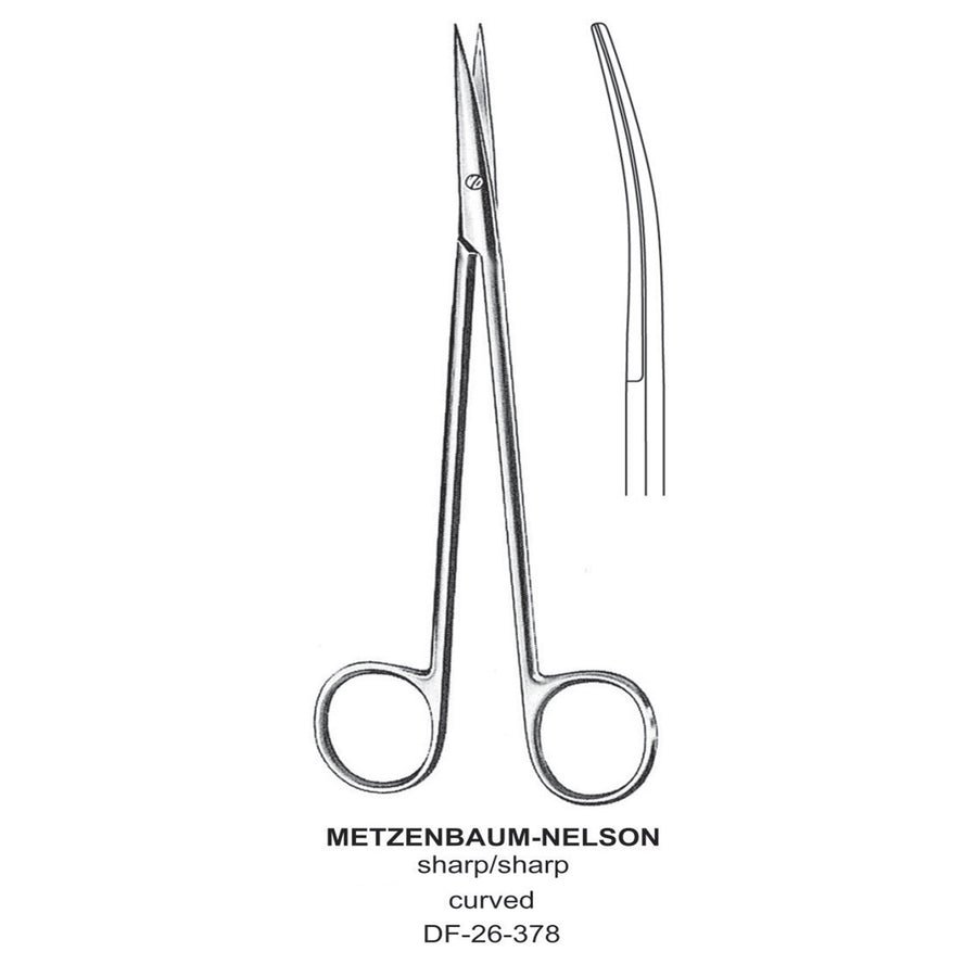 Metzenbaum-Nelson Dissecting Scissor, Curved, Sharp-Sharp, 18cm  (DF-26-378) by Dr. Frigz