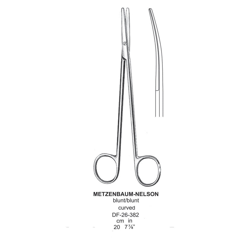 Metzenbaum-Nelson Dissecting Scissor, Straight, Blunt-Blunt, 20cm  (DF-26-379) by Dr. Frigz