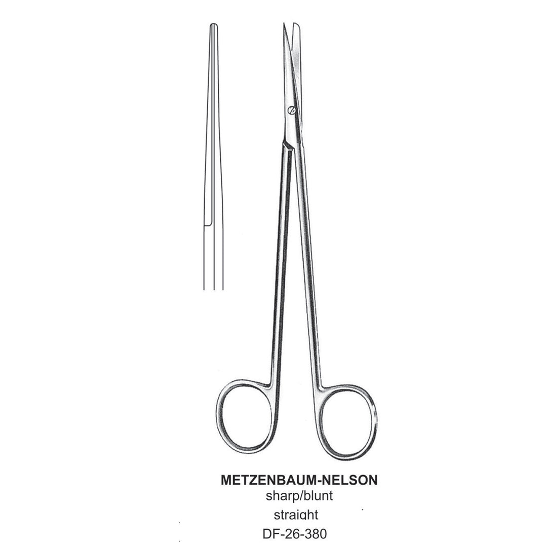 Metzenbaum-Nelson Dissecting Scissor, Straight, Sharp-Blunt, 20cm  (DF-26-380) by Dr. Frigz