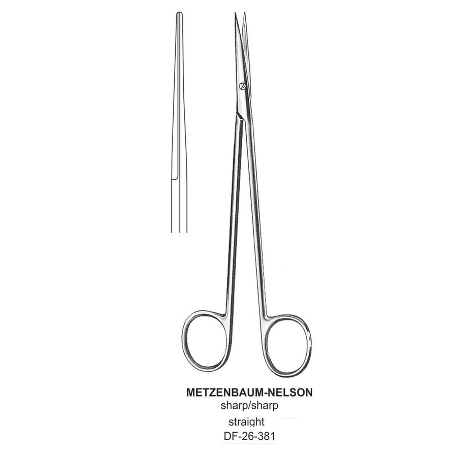 Metzenbaum-Nelson Dissecting Scissor, Straight, Sharp-Sharp, 20cm  (DF-26-381) by Dr. Frigz