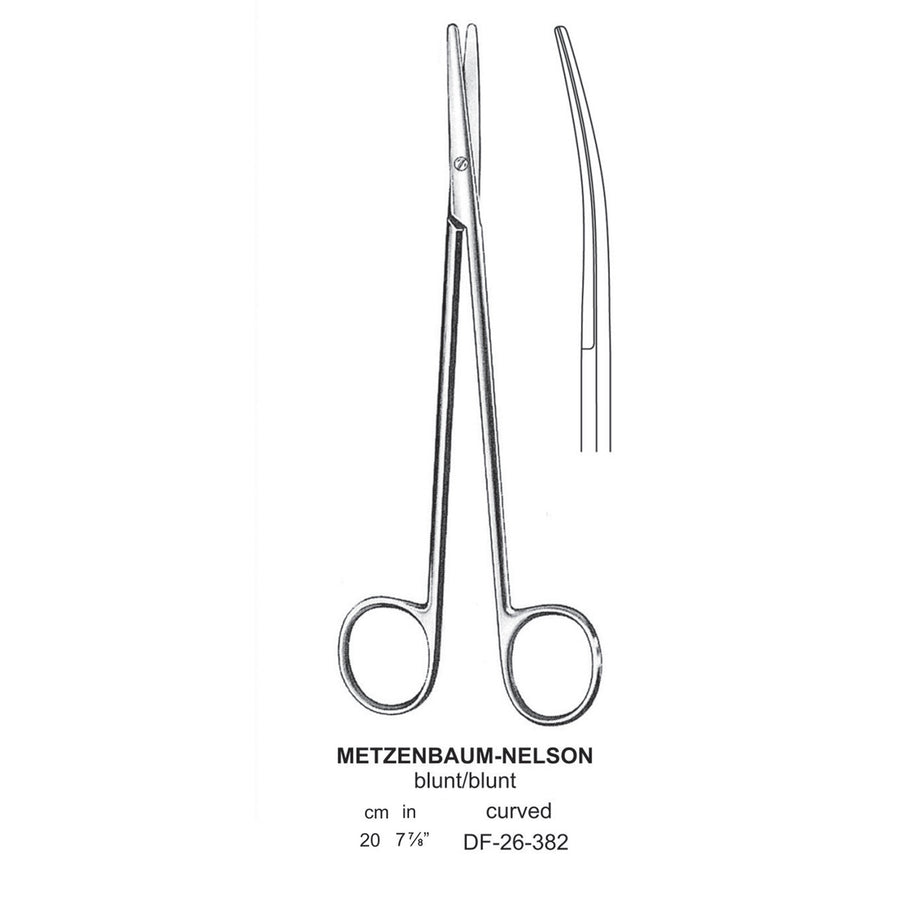 Metzenbaum-Nelson Dissecting Scissor, Curved, Blunt-Blunt, 20cm  (DF-26-382) by Dr. Frigz